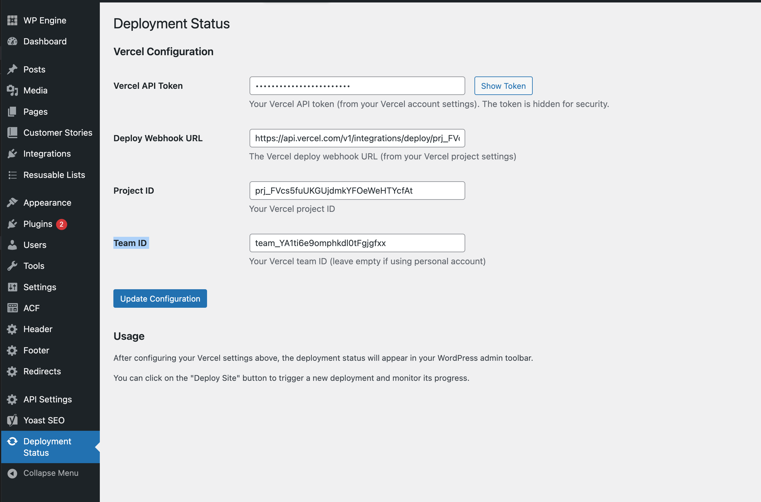 Configuration Screen